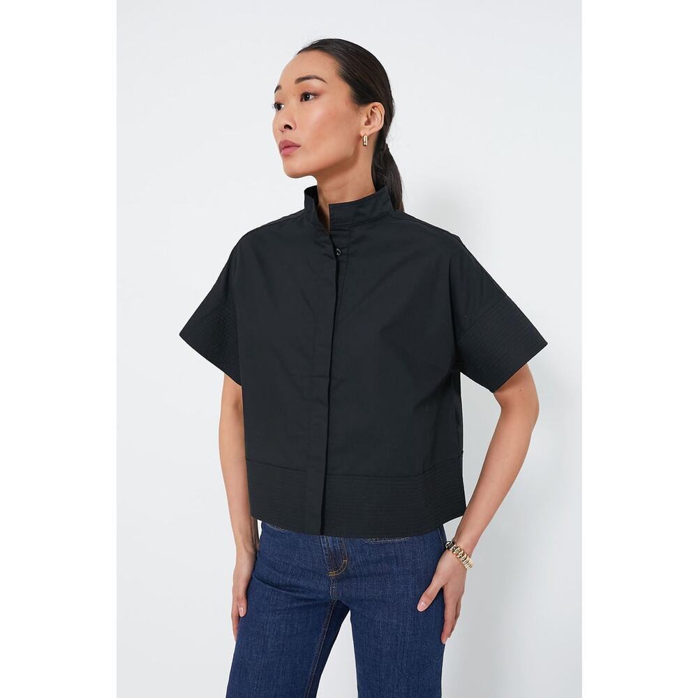 TUCKERNUCK Black Trapunto Stitch Sofia Shirt Size XXL NWT Retail $118 Tuckernuck